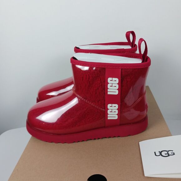 UGG Boots Kids Classic Clear Mini II Red Size 5 New In Box - Picture 5 of 15